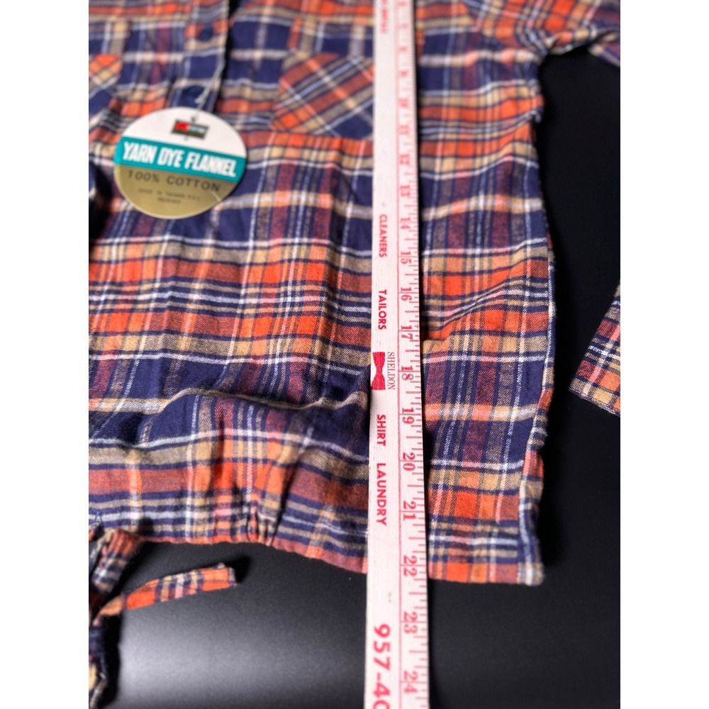 Vintage Kmart Plaid Flannel Shirt Womens 38 NWT 70s Taiwan Tie Waist Western0397 - Picture 9 of 9